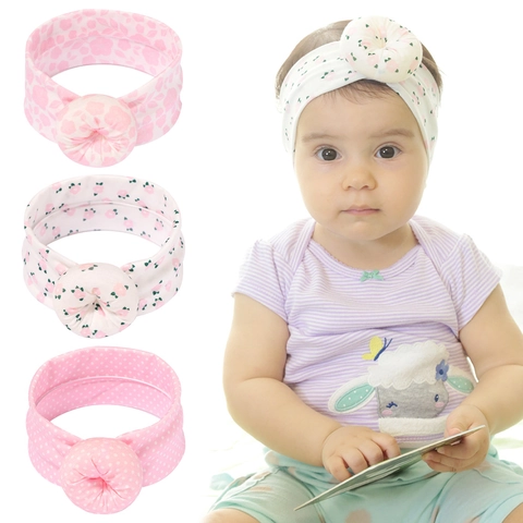 Fascia per Capelli per Neonati con Nodo a Ciambella Morbido Elastico Floreale a Pois Comoda in Tessuto per Bambini