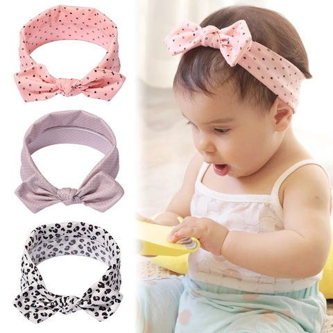 Fasce per Capelli con Fiocco per Neonata Elastiche con Stampa Leopardata Cuore Pois Accessori per Capelli in Morbido Tessuto per Bambini