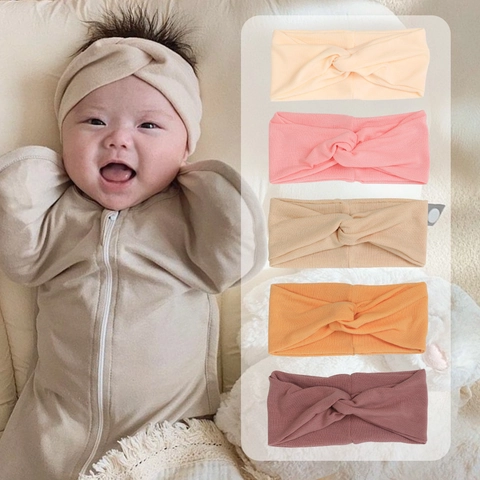 Soft Modal Baby Headband Set Solid Color Cross Knot Headband Bunny Ear Bow Elastic Hair Band For Infants Toddlers Kids
