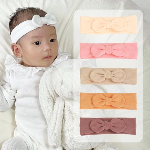 Soft Modal Baby Headband Set Solid Color Cross Knot Headband Bunny Ear Bow Elastic Hair Band For Infants Toddlers Kids