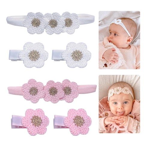 Fermagli per Capelli e Fasce a Fiori Fatti a Mano all'Uncinetto per Neonata Morbide Fasce in Nylon Accessori per Capelli Bimba