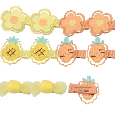 Kinder Handgefertigte Stickerei Obst Blume Haarklammern Set Sortierte Cartoon Tier Ripsband Schleife Haarspangen Geschenk