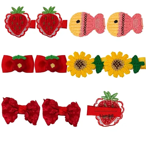 Cartoon Gestrickte Blume Frucht Tier Haarspangen Für Kinder Mädchen Handgemachte Häkeln Ente Schnabel Clips Haarschmuck Kollektion