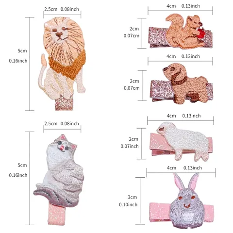 Fermagli per Capelli Bambini Ricamo Animale Paillettes Leone Coniglio Gatto Cane Scoiattolo Pecora Accessori Capelli Ragazza