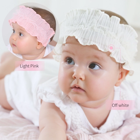 Diadema con Volantes de Encaje para Bebé Niñas Malla Elástica Flor Banda para el Cabello para Fotografía Accesorios