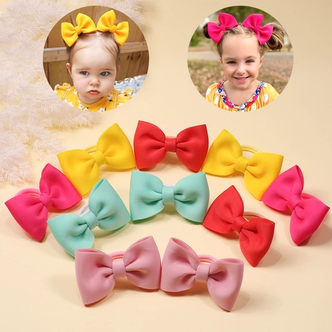 Dopamine Colors Space Cotton Bow Hair Ties For Girls Soft Elastic Scuba Fabric Bowknot Ponytail Holder Kids Accessories