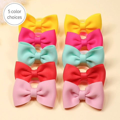 Dopamine Colors Space Cotton Bow Hair Ties For Girls Soft Elastic Scuba Fabric Bowknot Ponytail Holder Kids Accessories