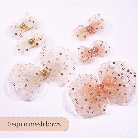 Mädchen Pailletten Netz Schleife Haarclip Glitzer Schleife Entenschnabel Clip Süße Prinzessin Haarnadeln Für Kinder Haarschmuck