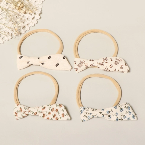 Bandeau Bébé Nœud Floral Pastoral Doux Élastique Nylon Bandeau Cheveux Imprimé Doux Accessoires de Coiffure pour Filles