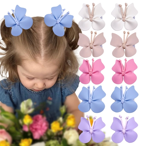 Handgemaakte Matte PU Lederen Vlinder Haarspeldjes Voor Meisjes Volledig Gevoerde Veiligheidsclips Macaron Kleuren Kinderen Haaraccessoires