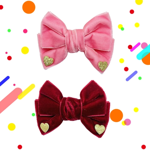 Fermaglio per Capelli Fiocco in Tessuto Dolce Con Cuore Glitter Decorazione Regalo di Natale San Valentino Rosa Rosso Ragazze