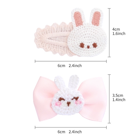 Handgemachte Ostern Hase Haarklammern Für Kinder Mädchen Rosa Schleife Häkeln Tier Stil Voll Abgedeckte Haarnadeln Zubehör