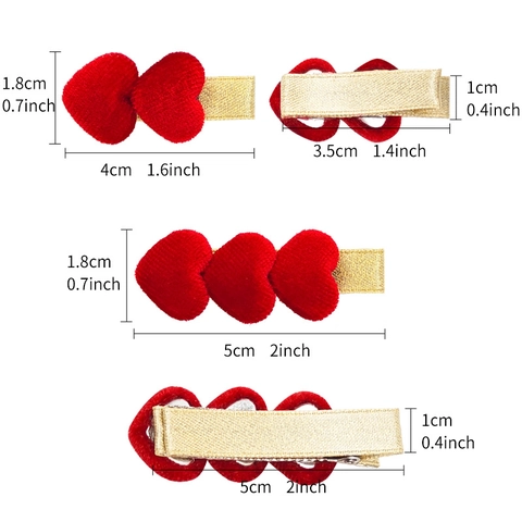 Children Autumn Winter Velvet Heart Hair Clips Sweet Princess Heart Shaped Duckbill Clips For Girls Hair Accessories