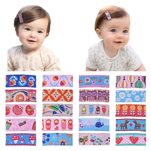 Kinder Cartoon Bestickt Haarspangen Stoff Blumen Tier Obst Muster Baby Mädchen Süß Haarnadeln Haarschmuck Geschenk
