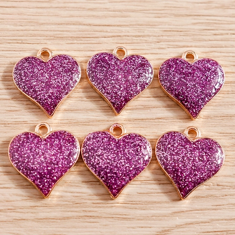 Alloy Heart Pendants Glitter Drip Enamel Charms For DIY Jewelry Making Necklaces Bracelets Earring Accessory Heart Shapes