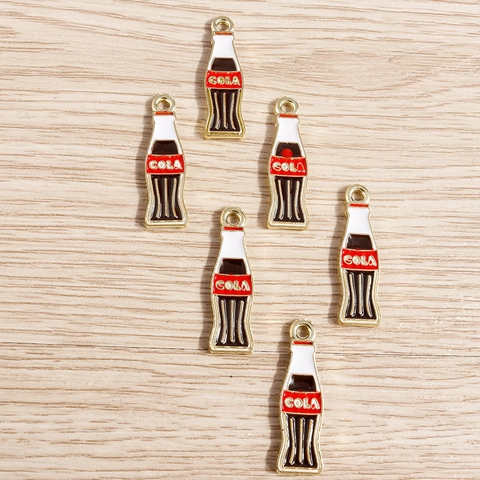 Alloy Enamel Cola Bottle Shape Pendants Mini Drink Bottle Charms For DIY Jewelry Making Keychain Necklace Accessories