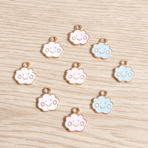Cute Smile Cloud Charms Alloy Enamel Drip Oil Pendants For DIY Necklace Bracelet Making Handmade Jewelry Accessories Women Girls
