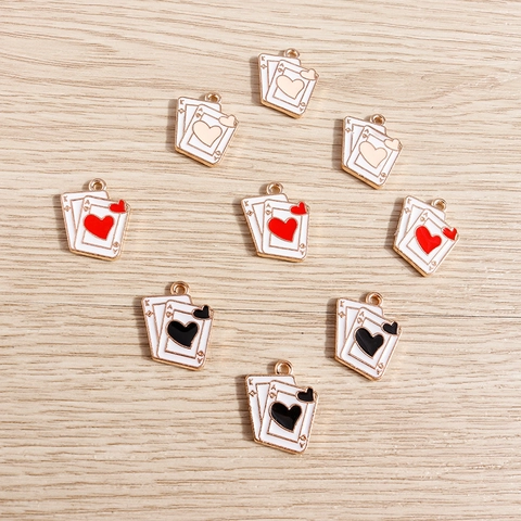 Alloy Drip Oil Poker Card Pendants Personalized Heart Ace And King Charms For DIY Jewelry Making Accessories Pendant Set