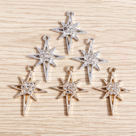 Alloy Rhinestone North Star Pendant For DIY Jewelry Making Elegant Eight Pointed Star Charm For Necklace Bracelet Accessory