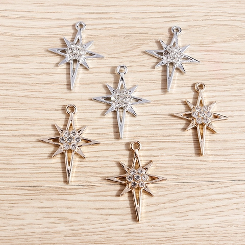 Alloy Rhinestone North Star Pendant For DIY Jewelry Making Elegant Eight Pointed Star Charm For Necklace Bracelet Accessory