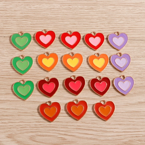 Colorati Ciondoli a Cuore in Lega di Smalto a Doppio Strato per Creazione di Gioielli Fai da Te Accessori per Bracciali e Collane