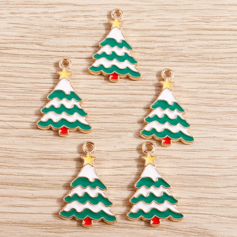 Emaille Legering Kerstboom Hangers Feestelijke Druppelolie Charms Voor DIY Sieraden Maken Accessoires Kerstmis Decor