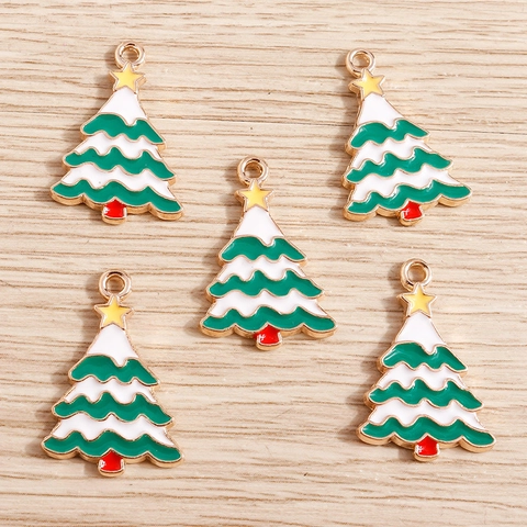 Emaille Legering Kerstboom Hangers Feestelijke Druppelolie Charms Voor DIY Sieraden Maken Accessoires Kerstmis Decor