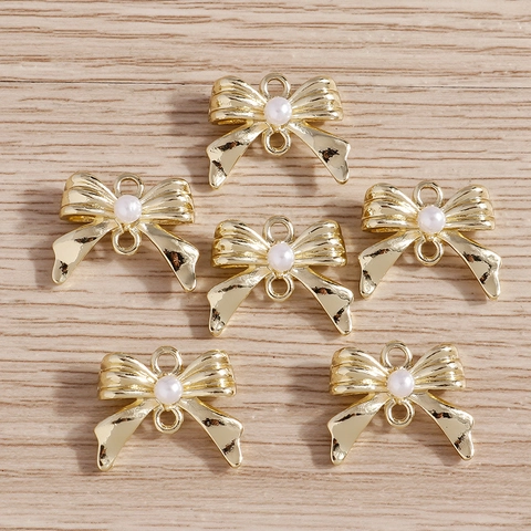 Legierung Schleife Verbindungsanhänger Künstliche Perle Strass DIY Schmuckherstellung Zubehör Schleife Charms Für Damen Elegante Accessoires Bastelbedarf