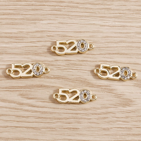 Ciondoli Connettori Numero 520 in Lega Dorata Con Strass Per Bracciale Collana DIY Accessori Per Creazione Gioielli San Valentino