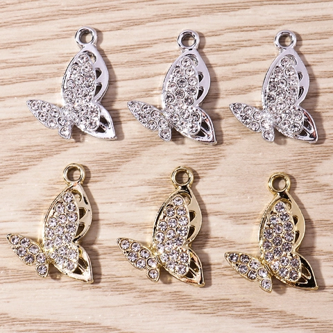 Ciondolo a Farfalla in Lega di Zinco alla Moda Charms Incastonati con Strass per Creazione di Gioielli Fai da Te Collana Orecchino Accessori Estetici