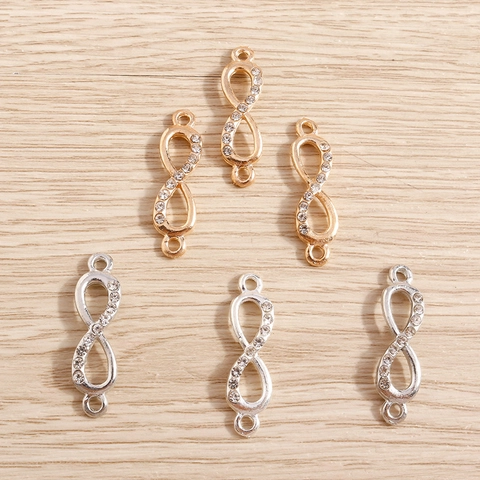 Minimalist Alloy Rhinestone Infinity Charm Connector For Jewelry Making DIY Bracelet Necklace Findings Infinity Symbol Pendant Link