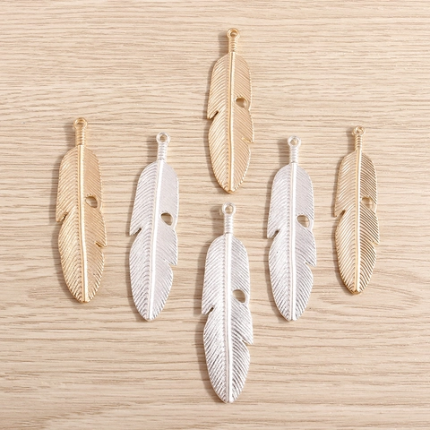 Ciondoli a Forma di Piuma in Lega Vintage Per Creazione di Gioielli Fai da Te Pendenti a Foglia Placcati Oro Argento