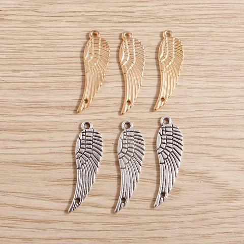 Vintage Legering Engel Vleugels Veer Hangers Voor DIY Sieraden Maken Ambachten Retro Metalen Charms Voor Kettingen Armband