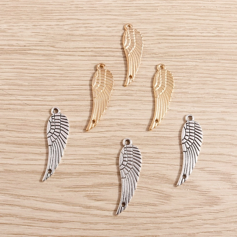 Vintage Legering Engel Vleugels Veer Hangers Voor DIY Sieraden Maken Ambachten Retro Metalen Charms Voor Kettingen Armband