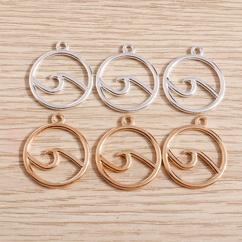 Geometric Hollow Sea Wave Circle Pendants DIY Jewelry Making Metal Ocean Wave Charms For Necklace Bracelet Accessories