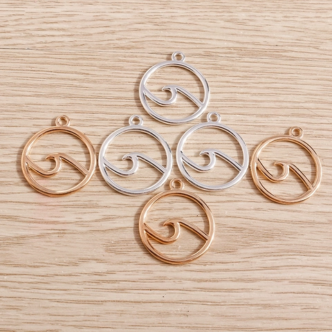 Geometric Hollow Sea Wave Circle Pendants DIY Jewelry Making Metal Ocean Wave Charms For Necklace Bracelet Accessories