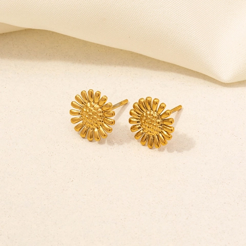 304 Edelstahl Blatt Schmetterling Sonnenblume Ohrstecker Vintage Gold Silber Galvanisiert Hypoallergen Für Damen