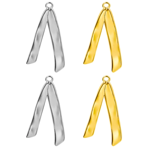 Ciondolo a V Irregolare in Acciaio Inossidabile per Creazione Gioielli Fai da Te Texture Ondata Martellata Ciondolo Solo Oro Argento