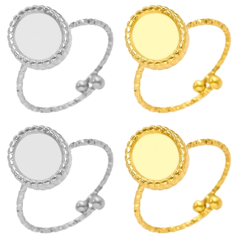 Minimalistischer 304 Edelstahl Offen Verstellbarer Ring Hochwertige Vakuumgalvanisierung Runde DIY Basis Ring Für Damen Herren Modeschmuck