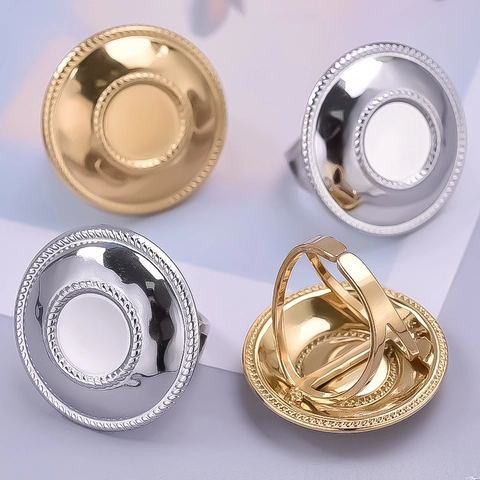 Bague Ouverte Ronde en Acier Inoxydable 304 Vintage pour Unisexe Minimaliste Plaqué Or 18K Poli Bijoux Géométriques