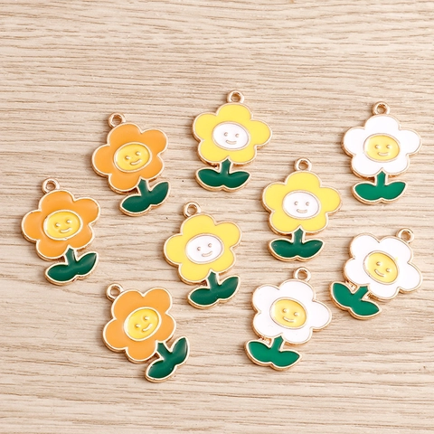 Ciondoli Fai Da Te in Lega Smaltata a Forma di Fiore con Faccia Sorridente per Creazione Gioielli Collana Bracciale Colorati