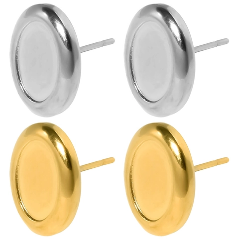 Orecchini a Bottone Ovali in Acciaio Inossidabile 304 Minimalisti Placcati Oro 18K Gioielli Geometrici Irregolari Donna