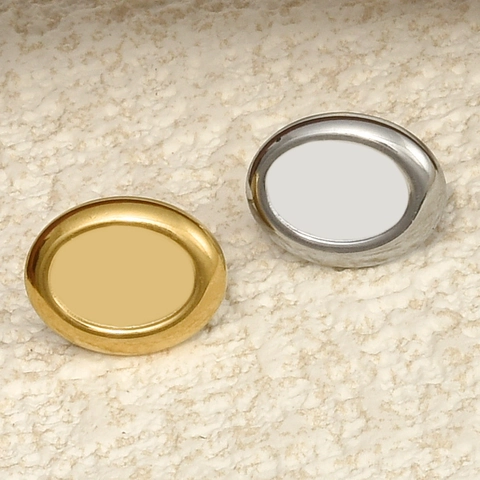 Orecchini a Bottone Ovali in Acciaio Inossidabile 304 Minimalisti Placcati Oro 18K Gioielli Geometrici Irregolari Donna