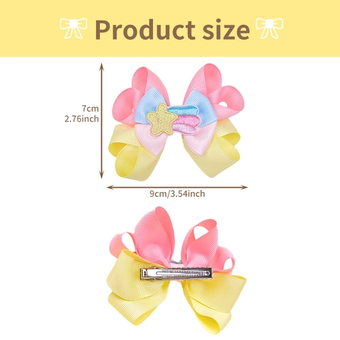 Barrettes Cheveux Nœud en Gros-Grain Faits à la Main pour Enfants Design Étoile Arc-en-Ciel Licorne Doux Filles