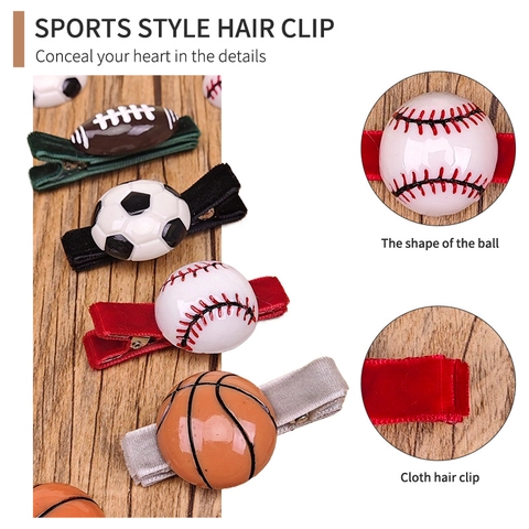 Fermagli per Capelli a Tema Sportivo per Bambini Calcio Basket Baseball Football Rivestiti in Velluto Accessori Capelli Ragazza Super Bowl