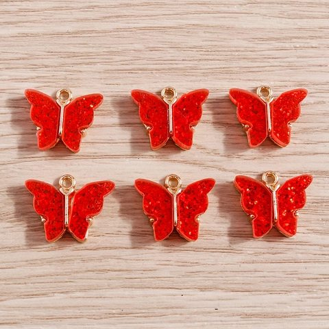 Alloy Drip Oil Butterfly Charms With Glitter Resin Wings DIY Jewelry Making Accessories For Earrings Necklaces Pendants