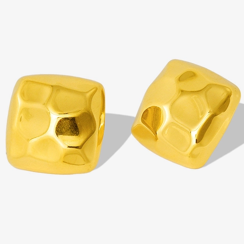 Orecchini a Bottone Quadrati Martellati Irregolari in Acciaio Inossidabile 304 per Donna Gioielli Minimalisti Placcati Oro Argento