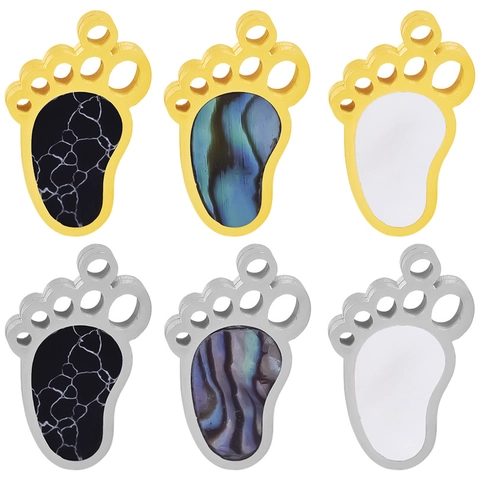 304 Stainless Steel Cute Footprint Pendant Abalone Shell Mother Of Artificial Pearl DIY Necklace Bracelet Making Jewelry Charms
