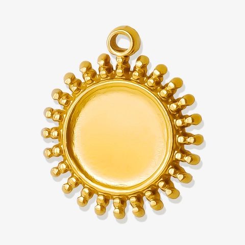 304 Stainless Steel Sun Pendant Bezel Tray For DIY Jewelry Making Sunburst Charm Base For Handmade Necklace Pendant Creation