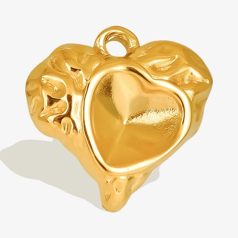 Edelstahl Unregelmäßiger Lava Gehämmert Herz Anhänger DIY Schmuckherstellung 18K Vergoldet Minimalistisches Herz Charms Zubehör